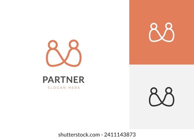 Asociaciones de personas Símbolo del logotipo de trabajo de equipo estilo de línea de diseño, símbolo de identidad de amistad simple vector