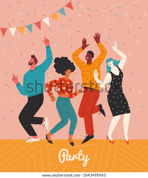 People Party Vector Illustration Four Diverse Stock Vector (Royalty ...