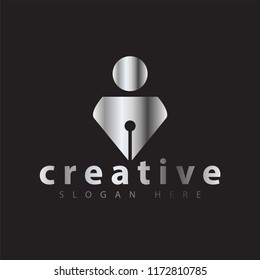 People Pen Logo vector Template