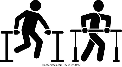 Personen, die Übungen an Parallelstangen für Fitness- und Krafttraining durchführen