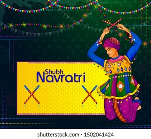 People performing Garba dance in Dandiya Raas for Dussehra or Navratri in vector