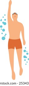 People Performing Water Activities Illustration Isolated on White Background. Flat Vector Character.