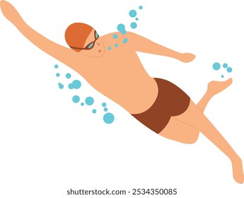 People Performing Water Activities Illustration Isolated on White Background. Flat Vector Character.