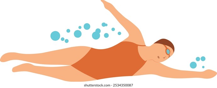 People Performing Water Activities Illustration Isolated on White Background. Flat Vector Character.