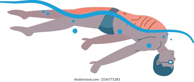 Personas que realizan ilustración de actividades acuáticas. Carácter de Vector plano.