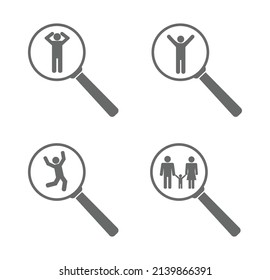 people person family  icon with magnifying glass