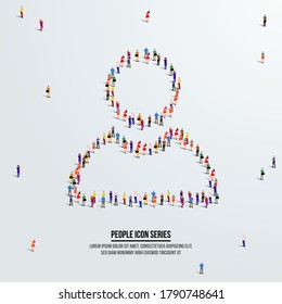 people or person icon. large group of people form to create a shape of a person. vector illustration.