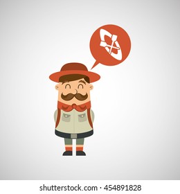people person man boy scout camp isolated, vector illustration eps10