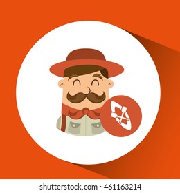 people person man boy scout camp isolated, vector illustration eps10