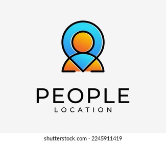 People Person Profile User Abstract Pin Map Location Pointer Navigation Colorful Vector Logo Design