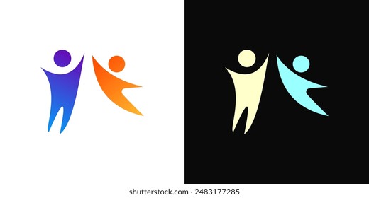 People person reach dream success icon abstract colorful illustration logo vector
