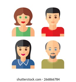 People persons icons in flat style. Vector illustration. Human characters signs. Design elements.