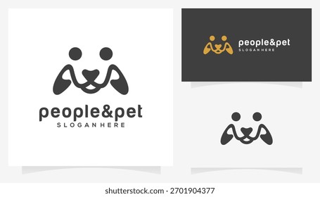 People and pet icons, vector logo people love pets, combined template.	
