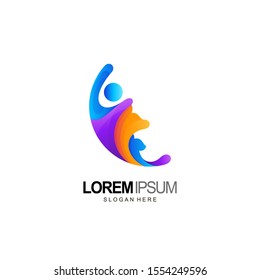 people and pet logo design concept