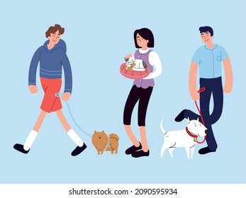 personas con conjunto de iconos de mascotas