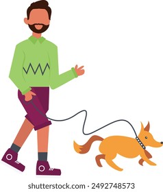 People with Pets Illustration Isolated on White Background. Vector Character in Flat Style.