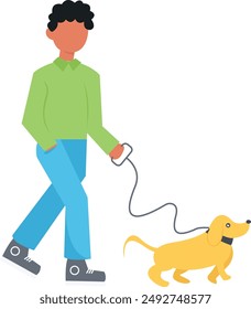 People with Pets Illustration Isolated on White Background. Vector Character in Flat Style.