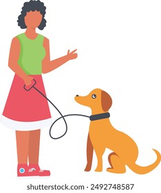 People with Pets Illustration Isolated on White Background. Vector Character in Flat Style.
