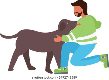 People with Pets Illustration Isolated on White Background. Vector Character in Flat Style.