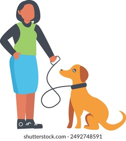 People with Pets Illustration Isolated on White Background. Vector Character in Flat Style.