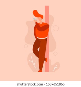 People With Phone Custom Illustration Flat Design Vector Man 