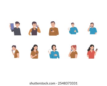 People With Phone Element Set