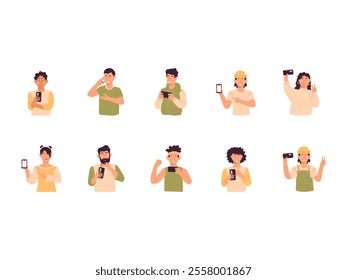 People With Phone Element Set