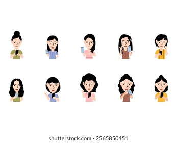 People Phone Using Element Set