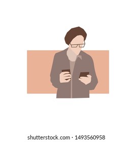 People and phones. Stylish vector illustration.