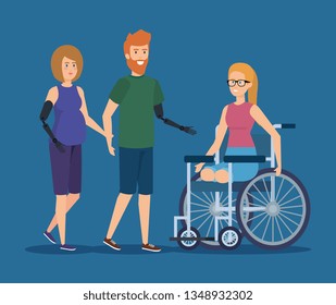 people with physical injury and prosthesis rehabilitation