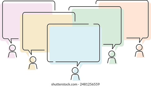 People pictogram icon with speech bubble
