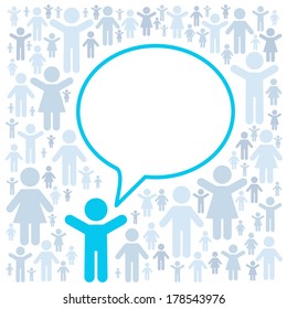People pictogram with speech bubble