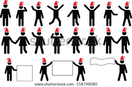 People pictograms with Christmas hats set illustrated on white Stock photo © 