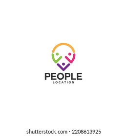 people Pin Map logo icon vector isolated with pin or point illustration