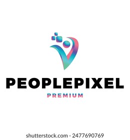 People Pixel Icon Vector Logo Template Illustration Design