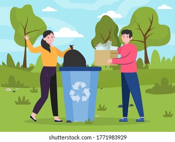 Little Children Cleaning Recycling Garbage Stock Vector (royalty Free 