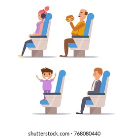 People the plane.  Vector. Cartoon. Isolated art on white background. Flat