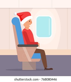 People the plane.  Vector. Cartoon. Isolated art. Flat