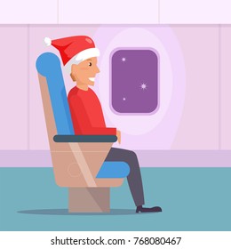 People the plane.  Vector. Cartoon. Isolated art. Flat