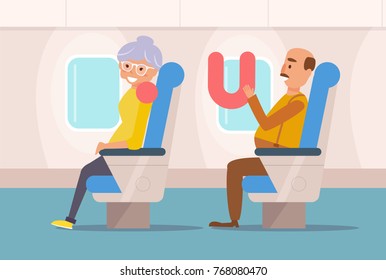 People the plane.  Vector. Cartoon. Isolated art. Flat