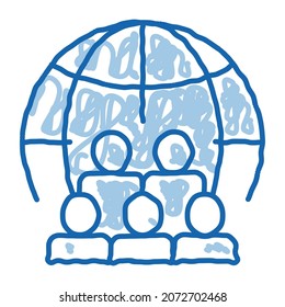 People Planet Earth Problem sketch icon vector. Hand drawn blue doodle line art isolated symbol illustration