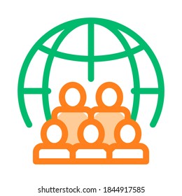 People Planet Earth Problem Vector Thin Line Icon. Overpopulation Surplus Population Environmental Problem, Industrial Pollution, Contamination Linear Pictogram. Contour Illustration