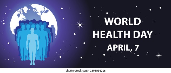 People and Planet Earth, World Health Day vector banner template
