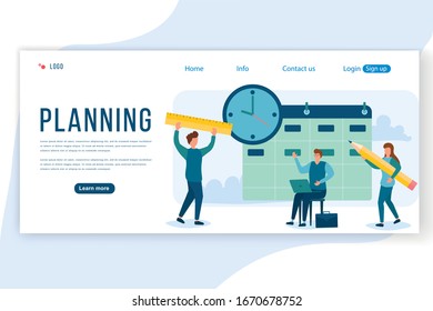 People planning concept. A group characters people are developing a plan. Project management and financial reporting strategy. Can use for web banner, infographics, hero images. Vector illustration.