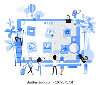 People planning travel concept. Character vector design.