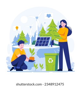 People plant trees for earth sustainability