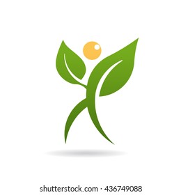 People Plant walking logo. Vector graphic design