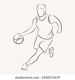 people play basketball line art illustration