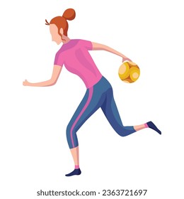 People play bowling game, side view. Woman playing bowling. Girl enjoy of game. Player entertainment activity. Vector illustration