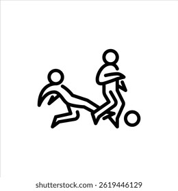 People play football outline icon. stickman black line art illustration.